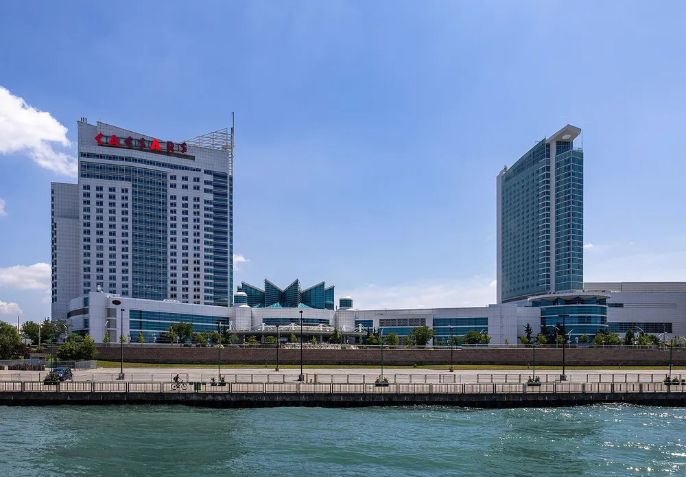 Caesars Windsor towers seen from the Detroit River